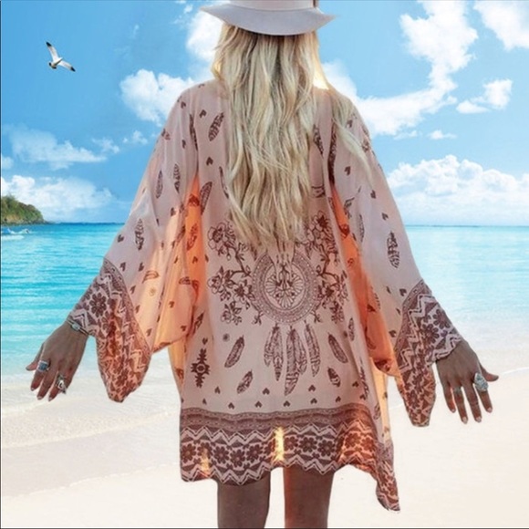 Other - LAST ONE Boho Chiffon Kimono Cover Up